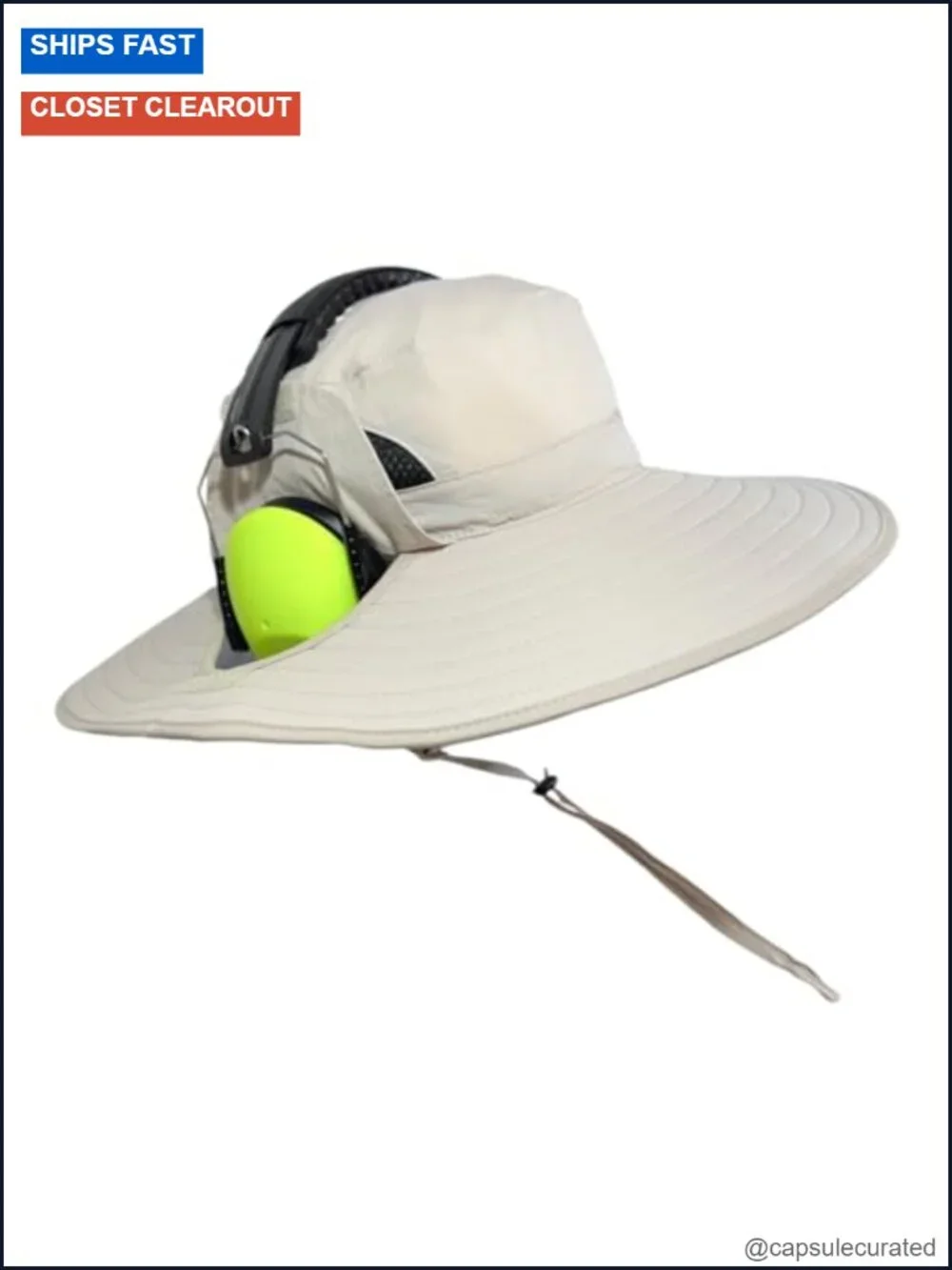 SPF 50+ Bucket Hat with Headphone Flaps - Nylon Breathable Sun Hat for Outdoor